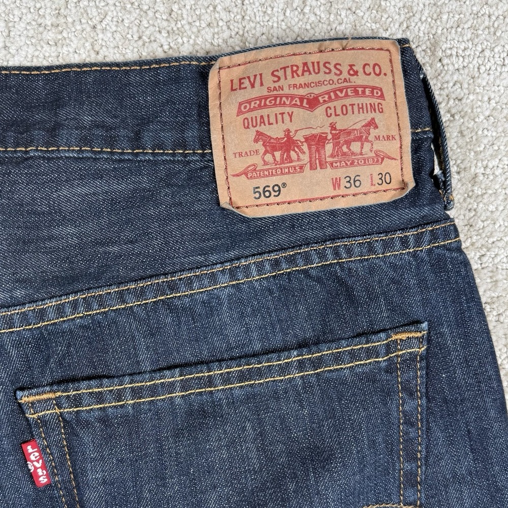 Levi's 569 Men's 36x30 (Actual 36x28) Loose Straight Denim Blue Jeans Y2K Baggy - Picture 5 of 9